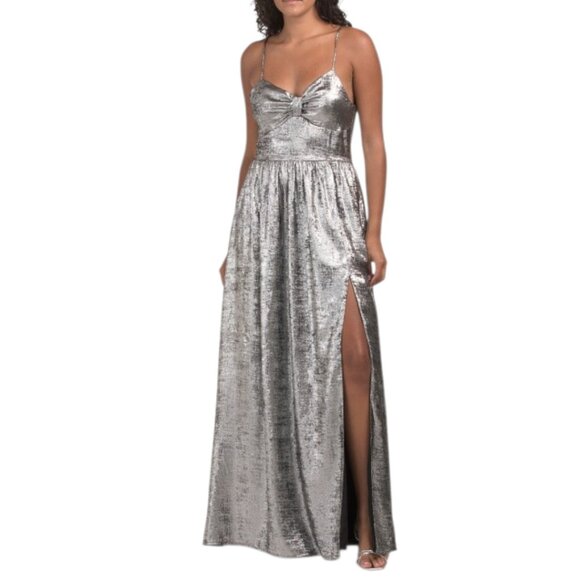AVEC LES FILLES Silver Sweetheart Bodice Maxi Dress - Picture 1 of 2